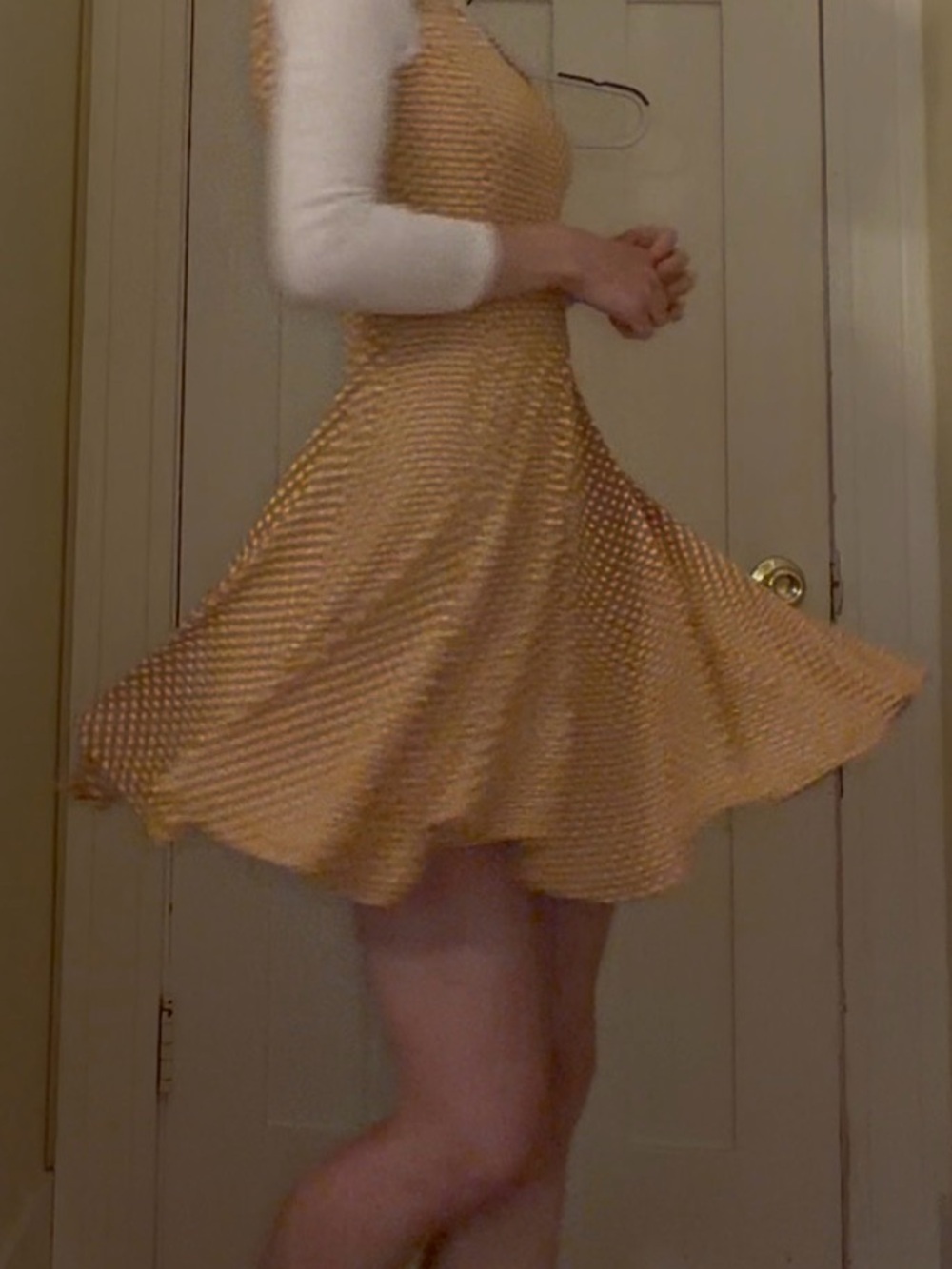 Women's Parisian Fit & Flare Dress in Mustard Yellow